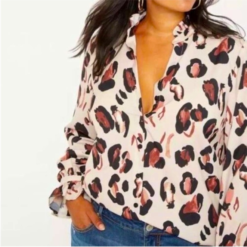 ELOQUII Animal Print Blouse